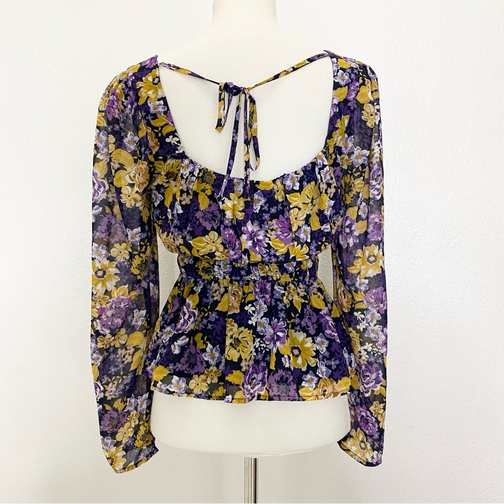 ASTR Floral Long Sleeve Blouse - Picture 2 of 4
